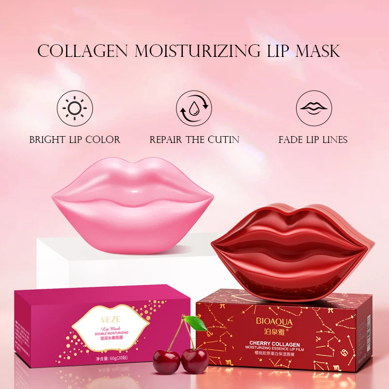 

20pcs BIOAQUA Moisturizing Collagen Lip Patch Masks Hydrating Exfoliator Anti-wrinkle Lips Mask Gel Pads Plumper Lips Care