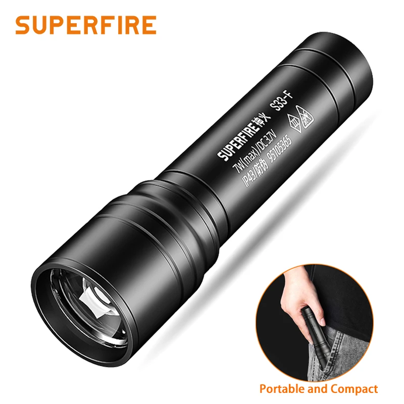 

SUPERFIRE S33-A Mini LED Rechargeable Flashlight EDC Waterproof Flash Light Torch High Power Flashlights for Camping Hunting