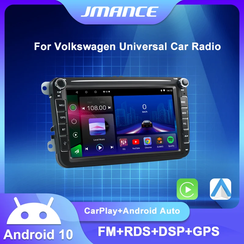

JMANCE 8 Inch Carplay 2 Din Android 10 Radio Car Multimedia Player For Volkswagen VW Passat B6 Touran GOLF5 POLO Tiguan Jetta