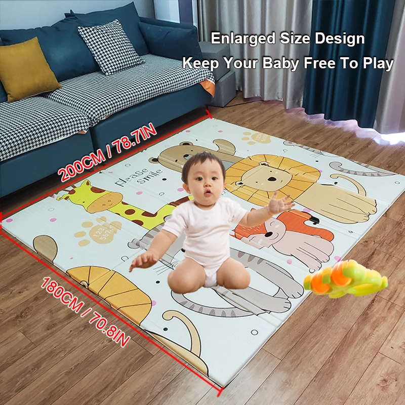 Bekobaby 200*180cm Baby Play Mat Folding XPE Kid Crawling Pad Child Toddler Thermal Rug Game Pad Educational Gift Play Mattress