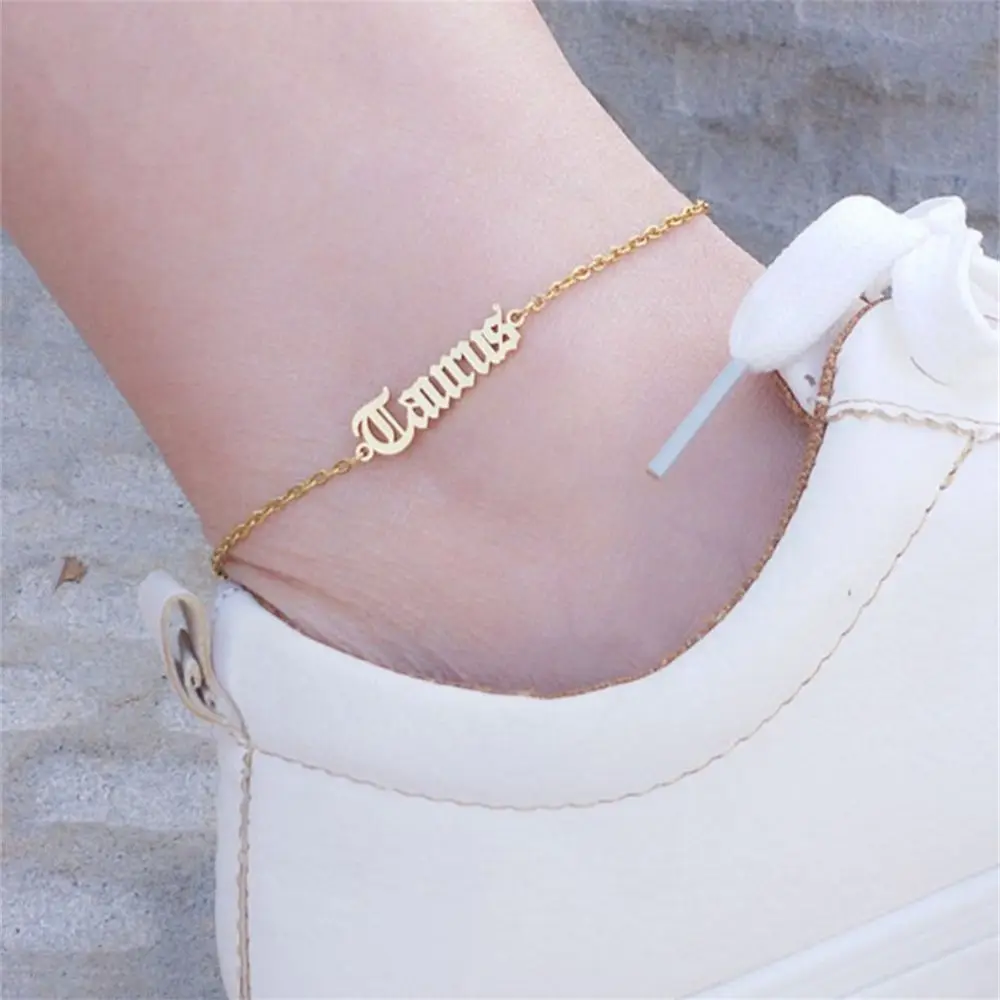 

Personalized Custom Name Anklets For Women Stainless Steel Customized Engraved Handwritten font Gold Female Anklet BFF Gift