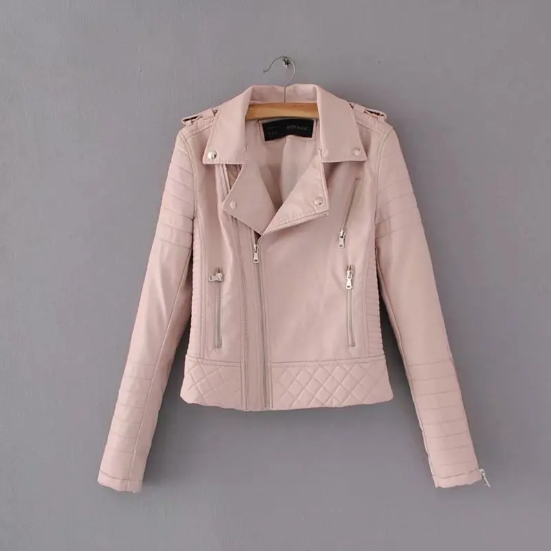 2023 Autumn/Winter Women's Leather Coat Short Jacket Coat Zipper Casual Quilted Thread Trend PU Short Coat Fashion Motorcycle