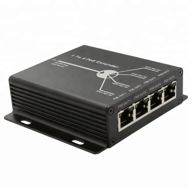 

4-портовый удлинитель IEEE802.3af PoE для IP-Камеры, увеличитель расстояния передачи 120 м с портами LAN 10/100 м