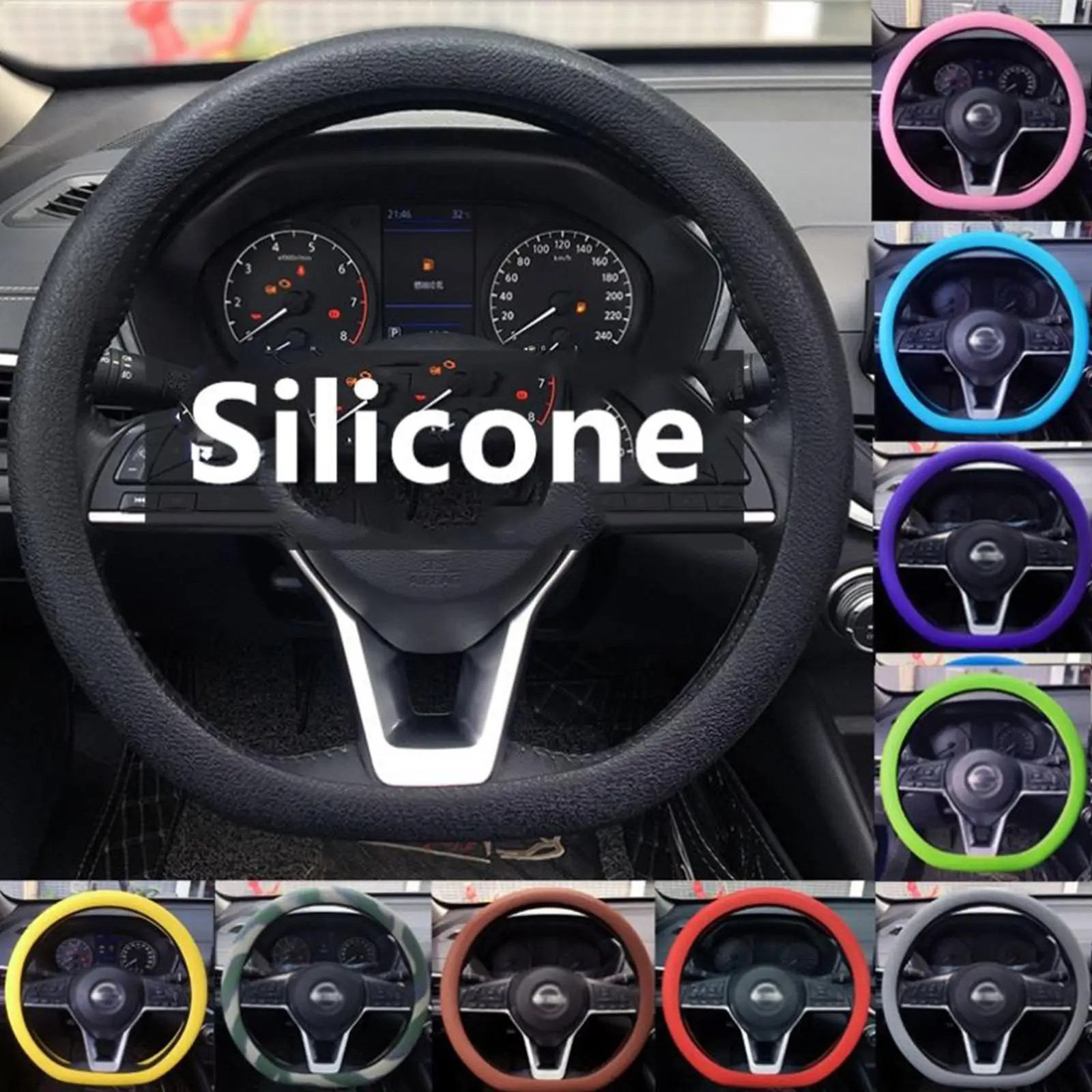 

New Universal Car Steering Wheel Silicone Cover Soft Wear-resistant Non-slip Steering Wheel Protective Case Car Accessories
