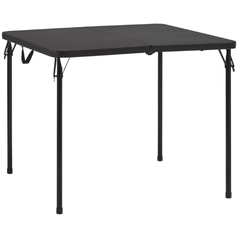 Mainstays mesa plegable de resina cuadrada, mesa pequeña negra rica, mesa plegable con sillas dentro, 34"