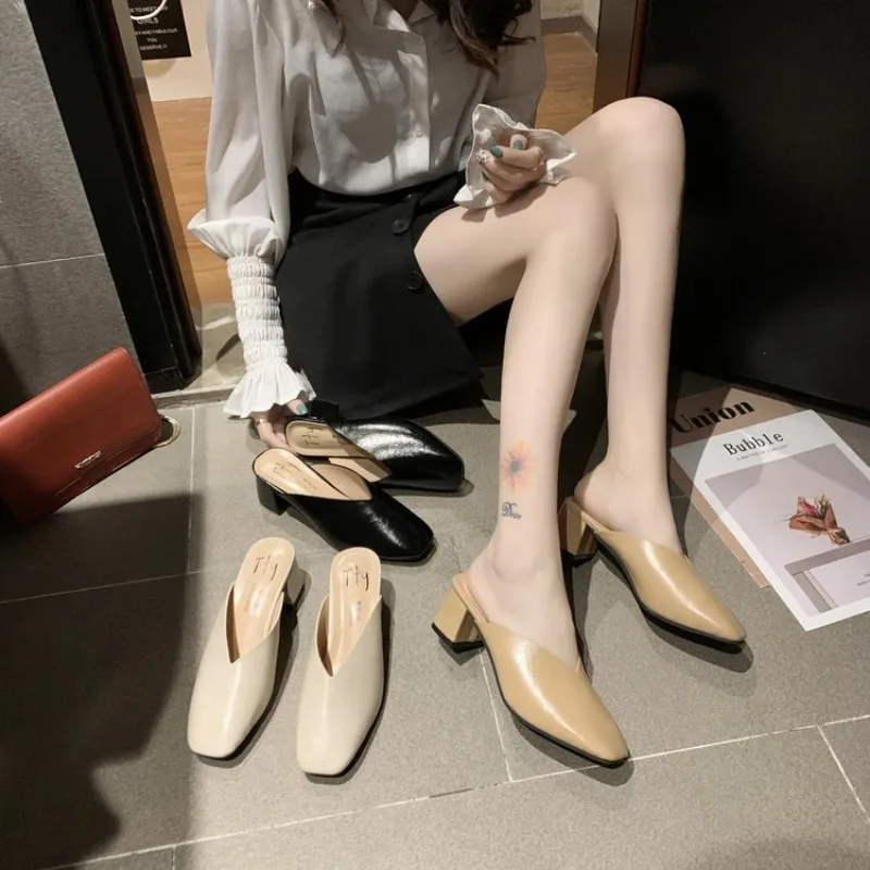 Женские полутапочки Baotou Новинка лета 2024 верхняя одежда модная однотонная