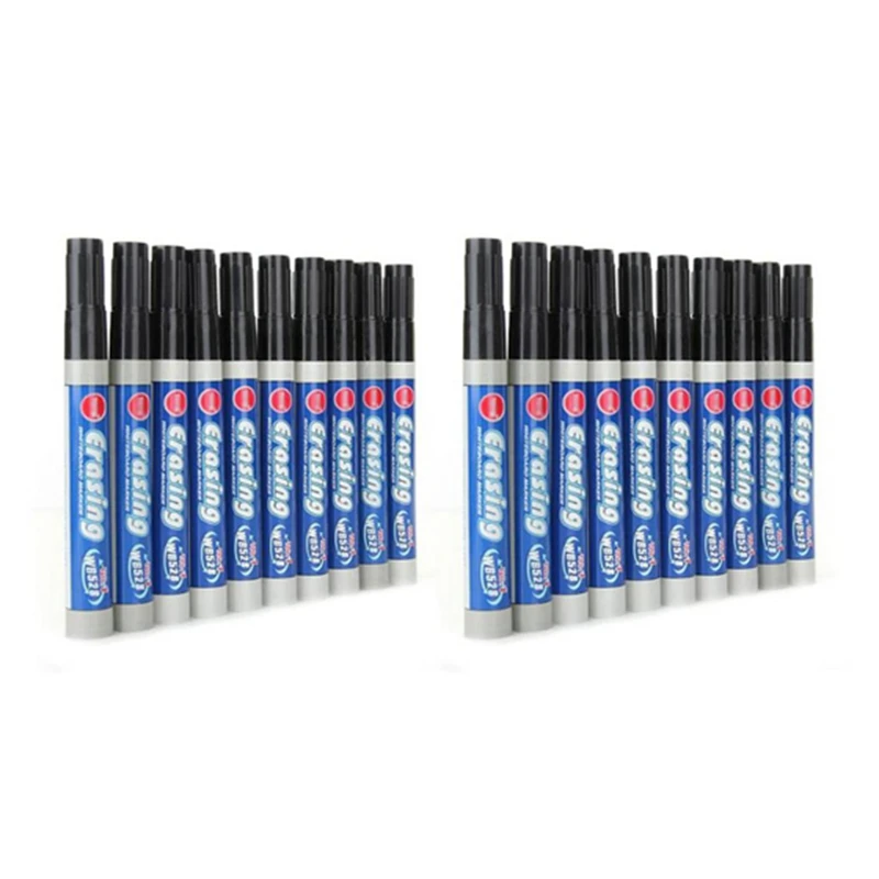 

20 Marker Felt Marker Pen Black Erasable Whiteboard For Office