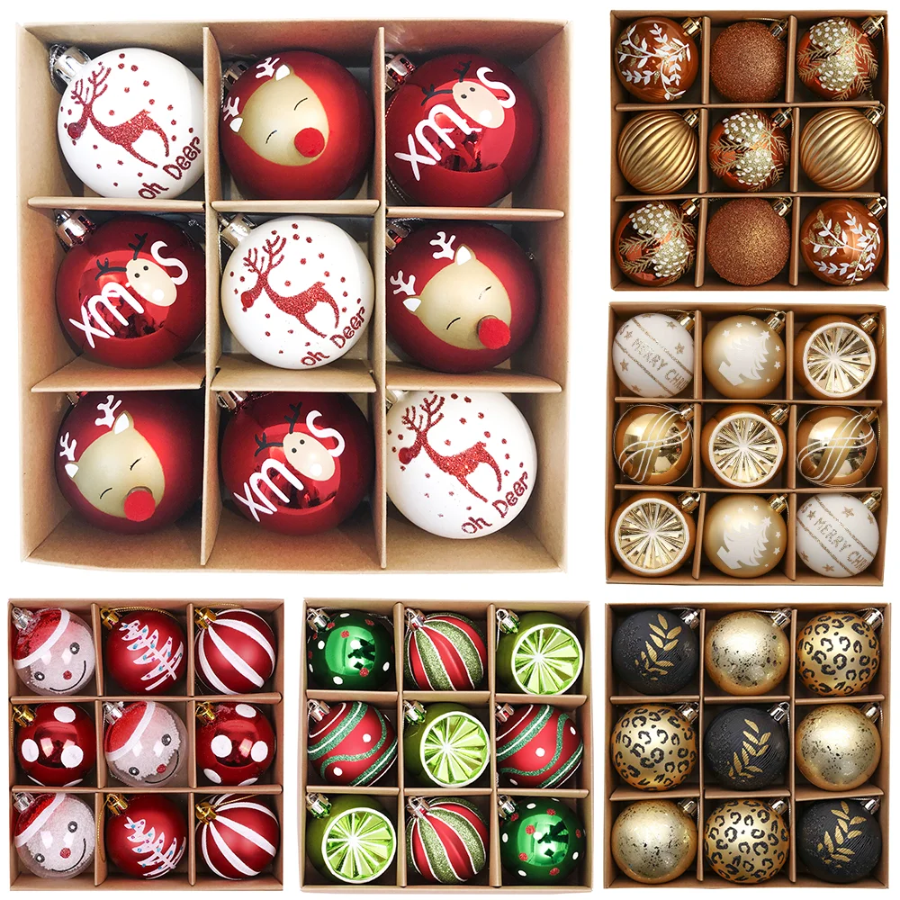 

Valery Madelyn 9 шт. Ёлочные Шары 6cm Новогодние Шары на Ёлку Много Цветы Новогодние Украшения Рождественский Декор Новый Год 2023