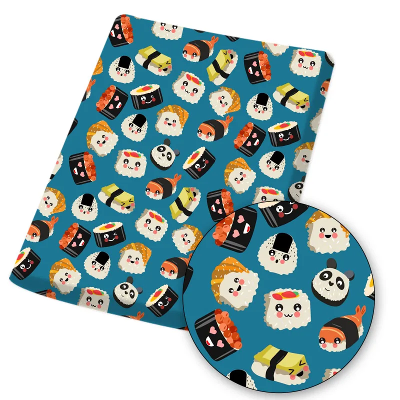 Дизайнерская ткань для платья полиэстер хлопчатобумажная шитья пиццы продуктов