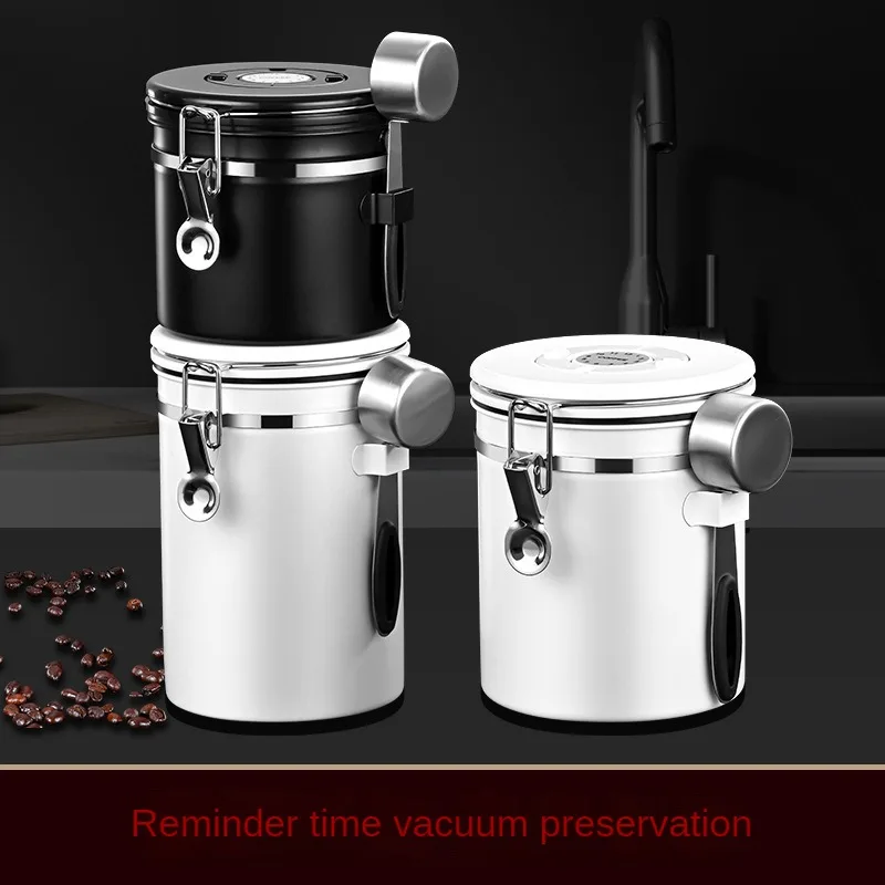 1.2L 1.5L 1.8LStainless Steel Coffee Canister Airtight tea coffee sugar canisters coffee bean Storage Coffee Canister with Scoop