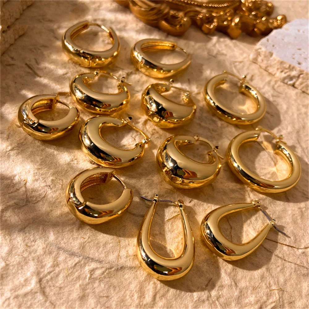 

Оптовая продажа, массивные полые серьги-кольца из нержавеющей стали с круассанами, крупные серьги, оптовая продажа