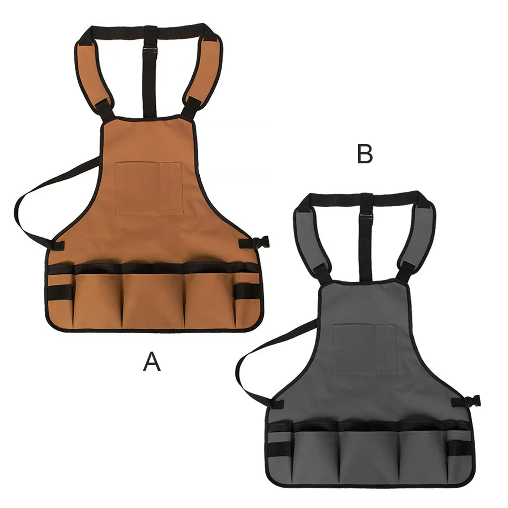 

Work Tool Apron Waterproof Multi-Pocket Barber Bib Crafting Carpenters Gardening Housekeeping Workshop Home Gray