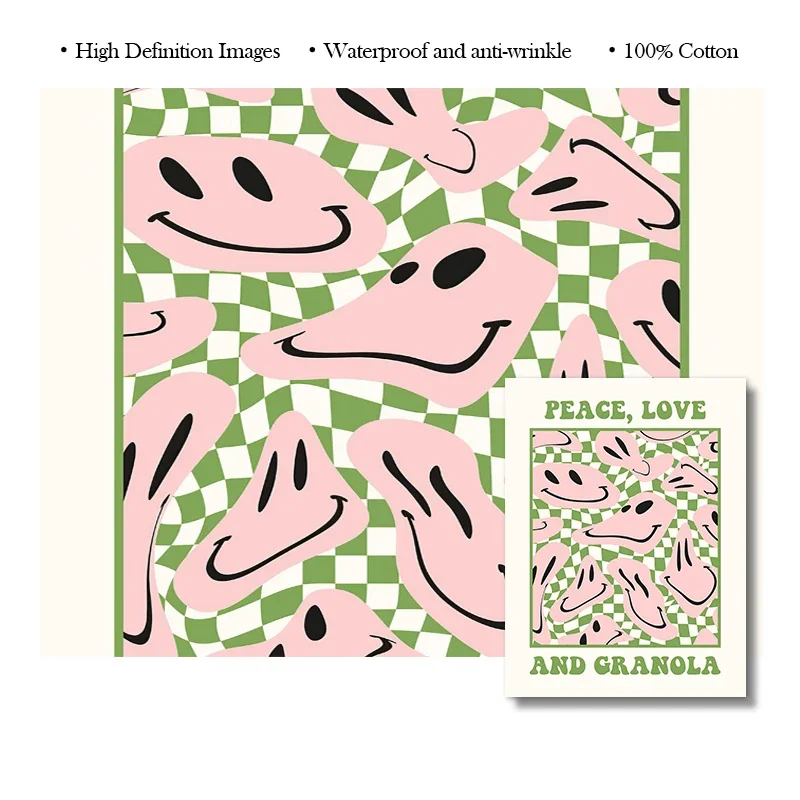 Абстрактный Плакат Со Смайликом Радужный Медведь Произведение Искусства Хиппи