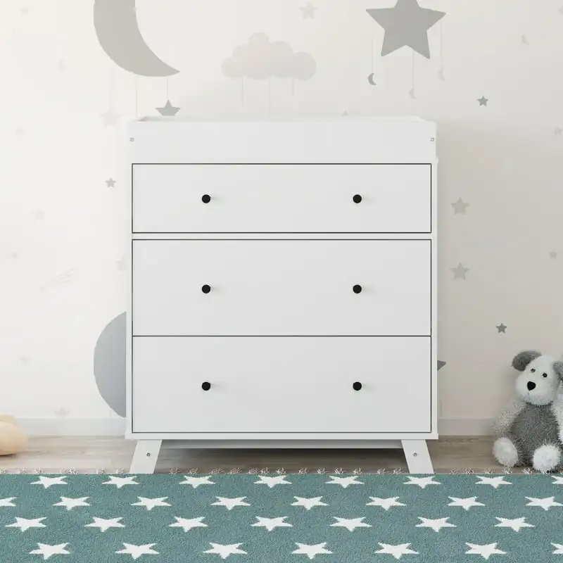 

NEW Storkcraft Beckham 3 Drawer Modern Changing Dresser White