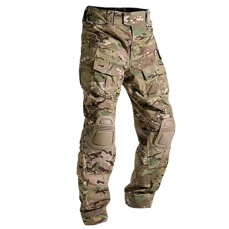 

Camouflage Military Tactical Pants Multicam Army Wear-resistant Hiking Paintball Combat Training Cargo Pant Plus Knee Pads