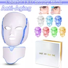 Светящаяся светодиодная маска для лица, 7 цветов, для шеи, фотонной терапии, для отбеливания лица