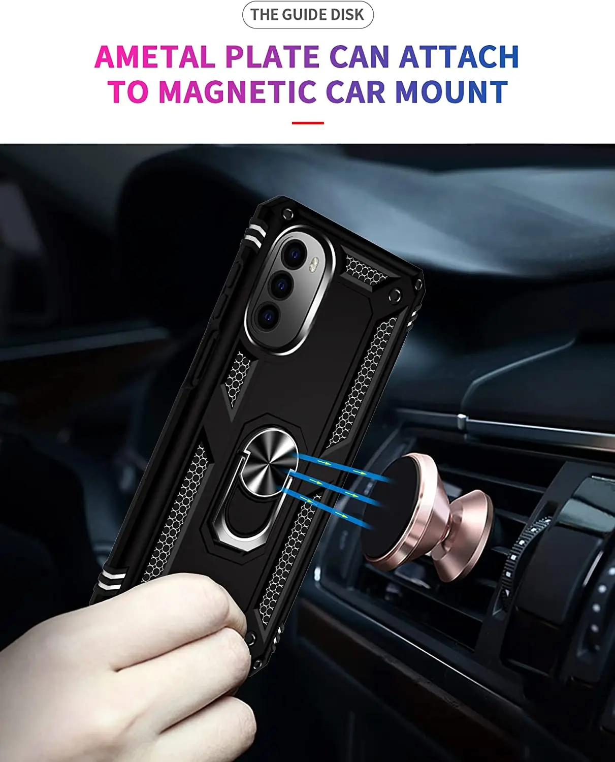 

For MotorolaG52/G82/G71S/G82/ G5G/One Hyper Kickstand Case with Screen Protector Tempered Glass 2 Pieces Shockproof Case Cover