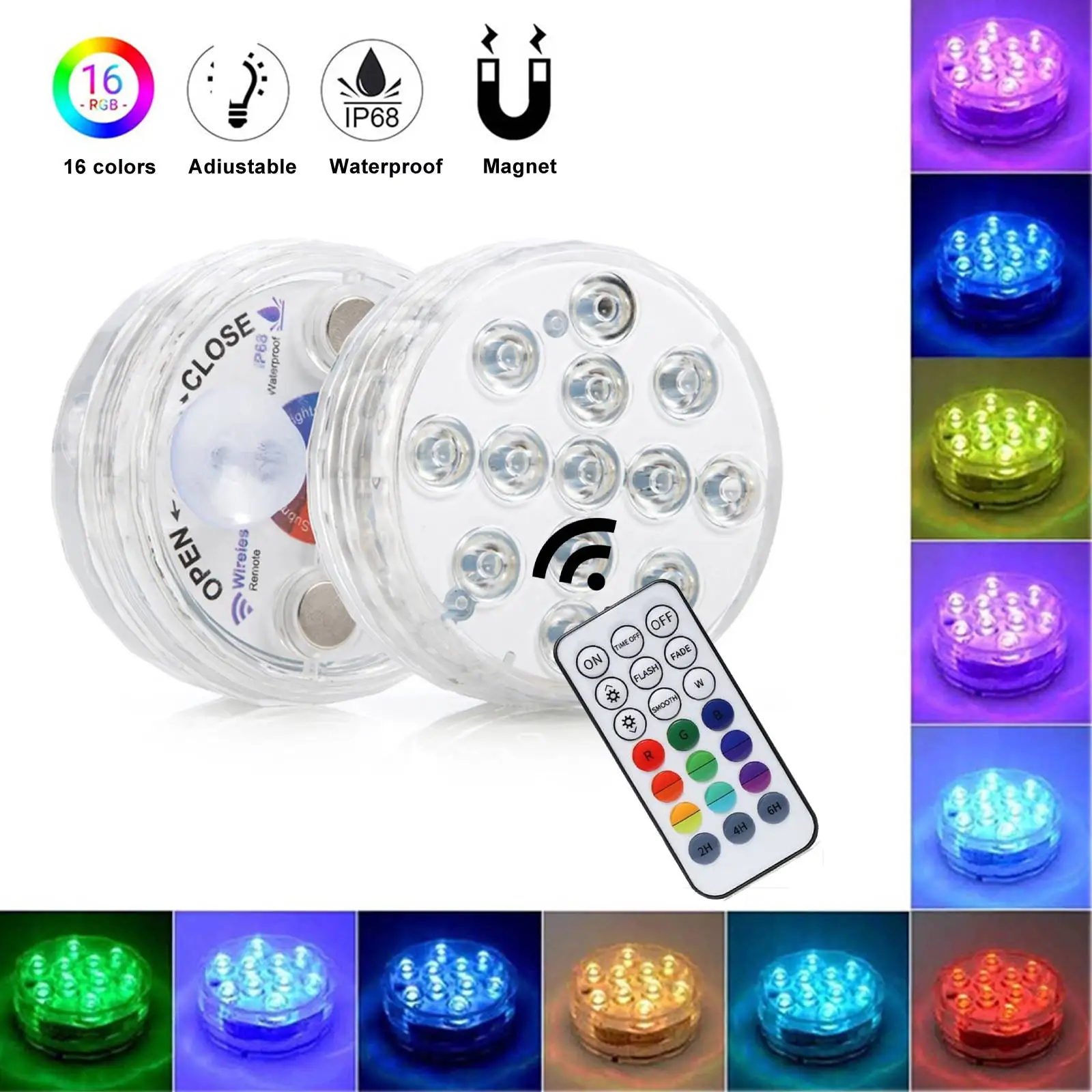 

13 Led Remote Controlled RGB Submersible Light Battery Operated Underwater Night Lamp Outdoor Vase Bowl Garden Party Decoration