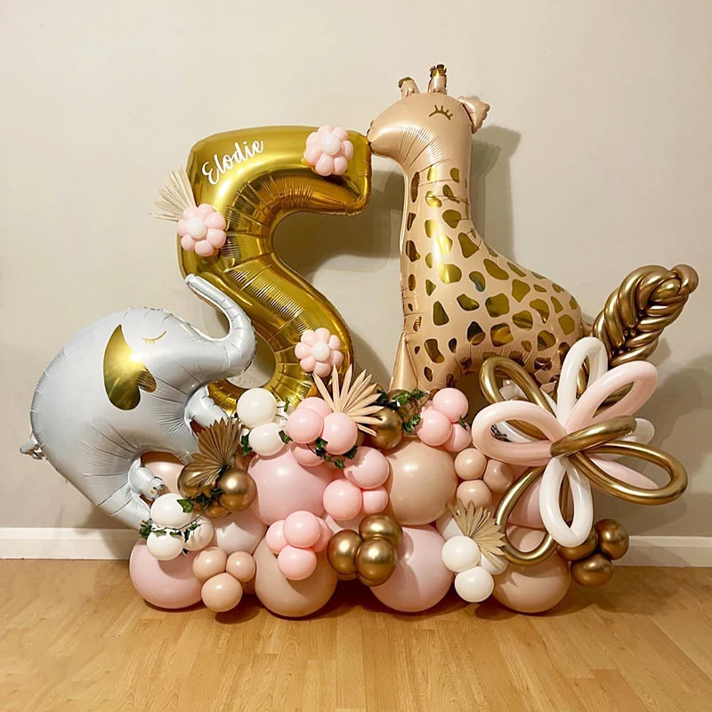 

Jungle Safari Animal Foil Balloons Giraffe Pink Leopard Panther Helium Balloon Wild One Party Decoration Baby Shower Balons