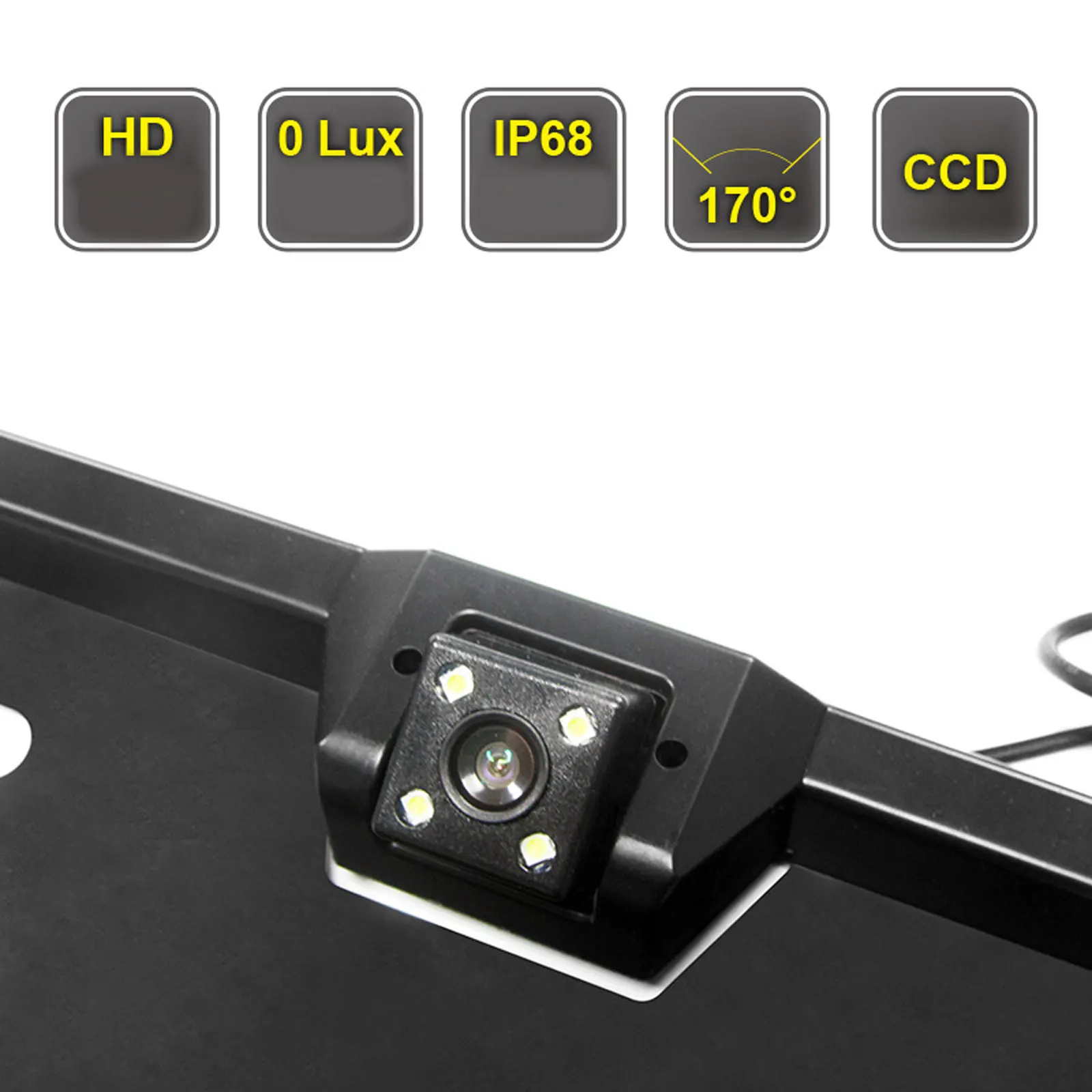 

4 LED Auto Accessories Parking Assistance Kit Night Vision European Car License Plate Frame Car Rear View Camera Universal