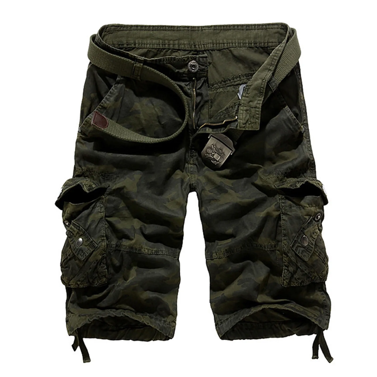 

Men Button New Cotton Multi Pocket Overalls Shorts Fashion Pant