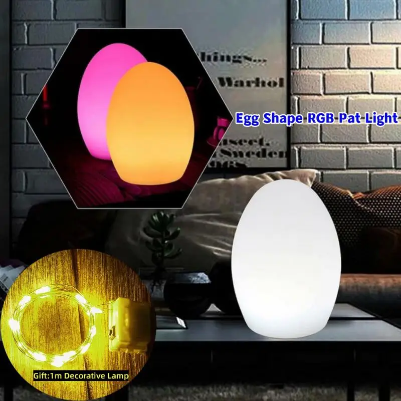 

LED Night Lights USB Rechargeable Egg Shape RGB Pat Light Baby Feeding Sleeping Eye Protection Lamp Outdoor Bar Table Lamp