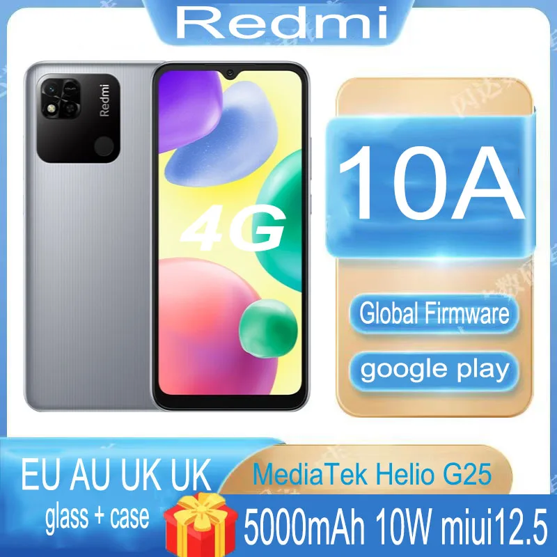 

Смартфон Xiaomi Redmi 10 A, глобальная прошивка, 4 Гб 64 Гб/6 ГБ 128 ГБ, Восьмиядерный процессор MTK Helio G25 6,53 дюйма, камера 13 МП, 5000 мАч