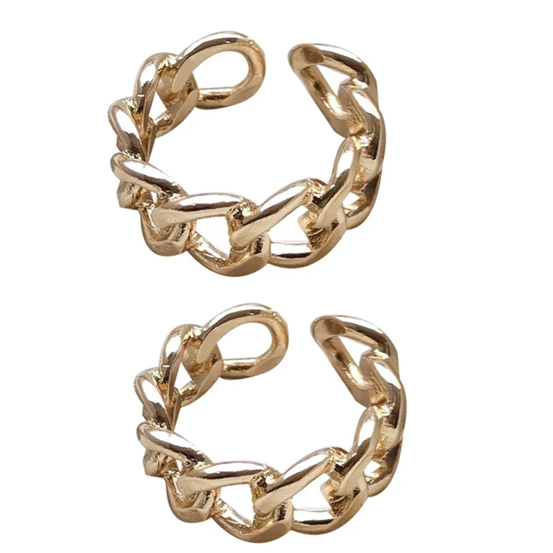 

SALONGFANG Chain Ring Simple Hollowed Out Fashion Niche Opening Texture Finger Hollow Chain Geometric Party Jewelry Gifts