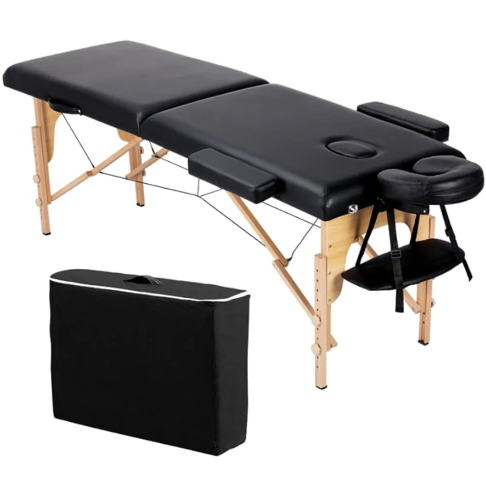 

84'' 2 Section Portable Adjustable Massage Table, Black