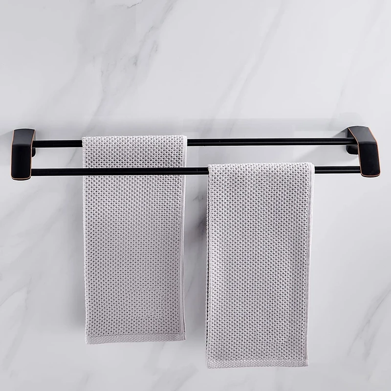 

Double Towel Bar Towel Bar Towel Rack For Bathroom Matte Golden Edge Black By Hand Made Bathroom Rack Brushed Bronze