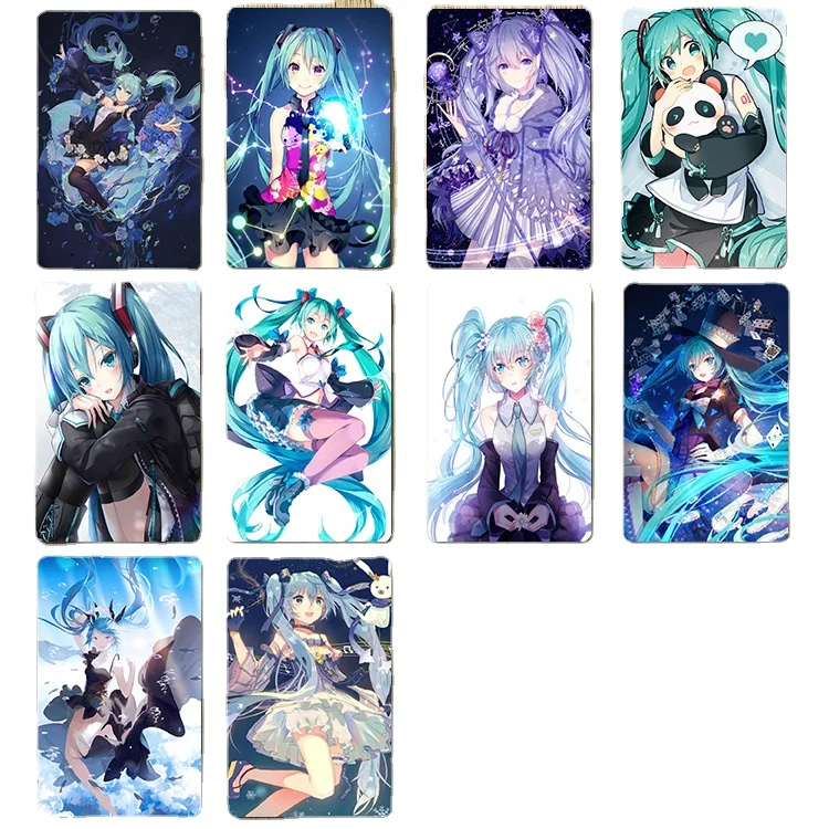 Набор из 10 аниме-наклеек Chibi Miku Card студенческий автобус Карта метро банковские