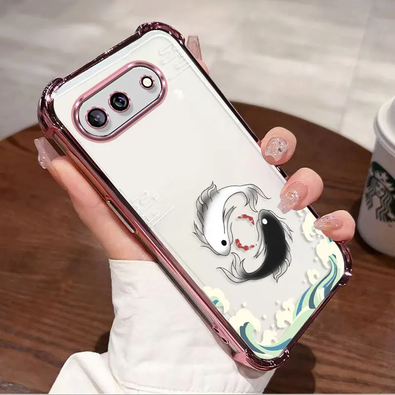 Фото Защитный чехол с покрытием для Google Pixel 10A Pixel 10 Pro XL, чехол из ТПУ с противоударной защитой по четырем углам и узором в виде рыбы. №4