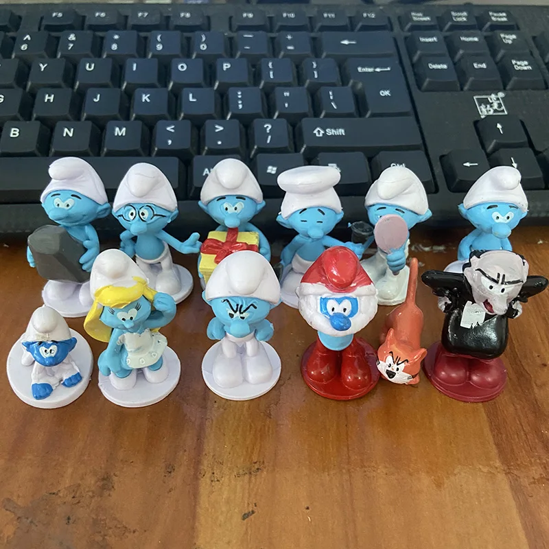 Фигурка Диснея из мультфильма Smurfs аниме модель ПВХ игрушки милый синий дух