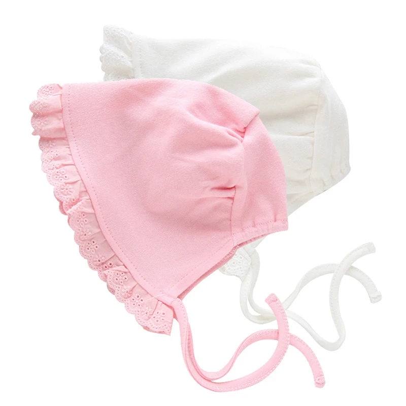 

Newborn Baby Lace Hat Cotton Sweet Princess Hat Spring Autumn Cute Newborn Girls Beanie Lace Up Tire Hat Baby Clothing