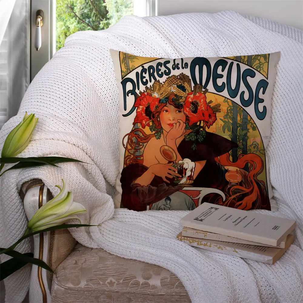 

Alphonse Mucha Custom Pillowcase Cushion Cover Home Decor Hotel Car Seat Backrest Sofa Pillow Case 221217-20