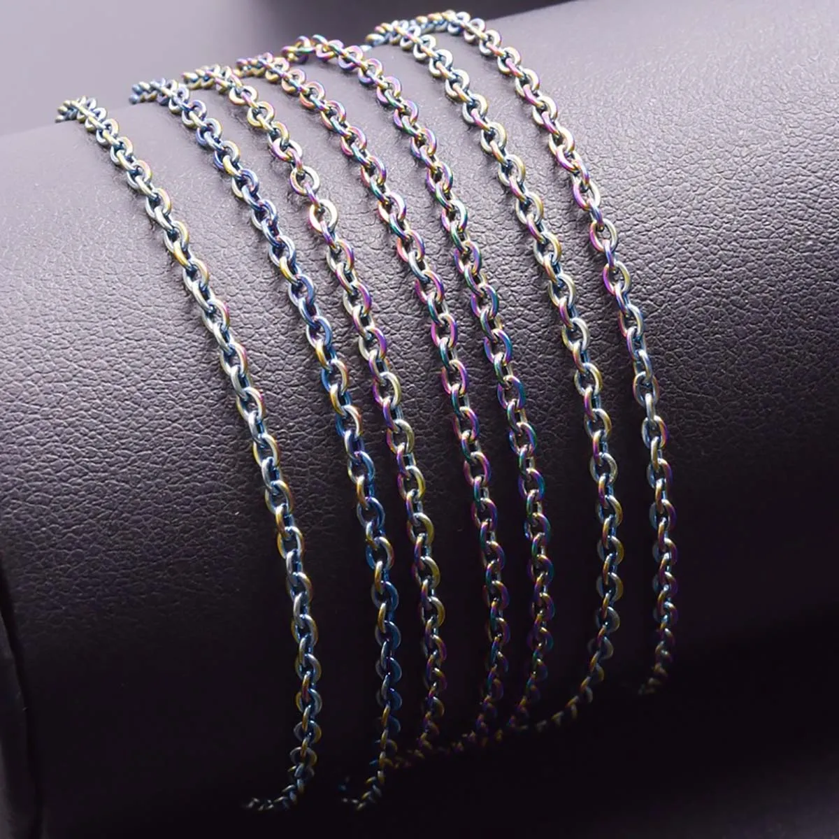 

2Pcs Stainless Steel O-shaped Connection Width 1.6mm/2mm Colourful Chain Necklace Length 40/45/50/55/60/70/80/90cm DIY Accessory