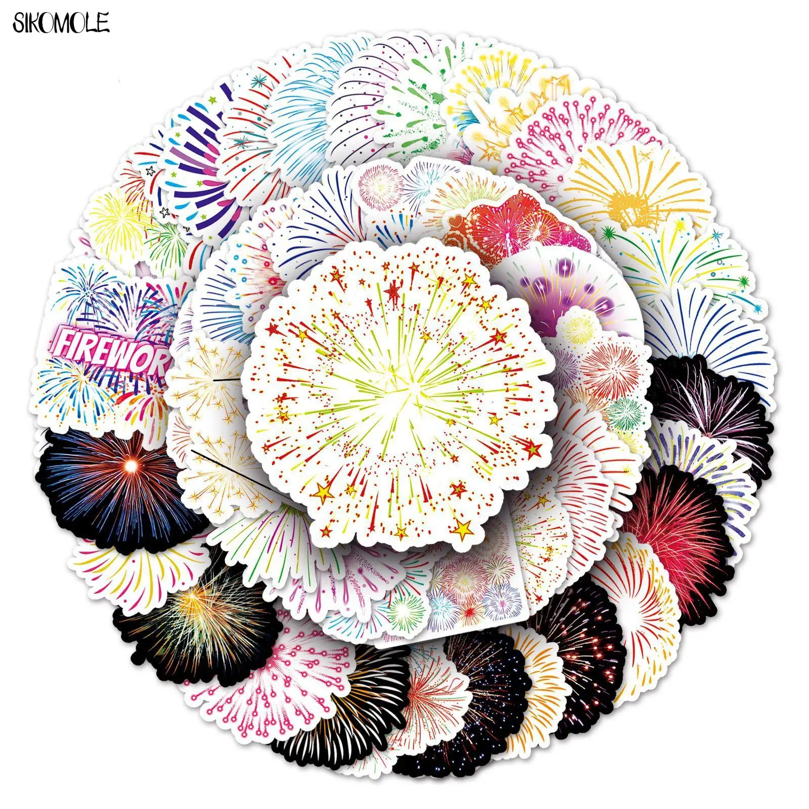 

10/30/50pcs Fireworks Pattern Stickers DIY Gift Kid Toys Laptop Suitcase Skateboard Phone Guitar Decal Graffiti Cartoon Sticker