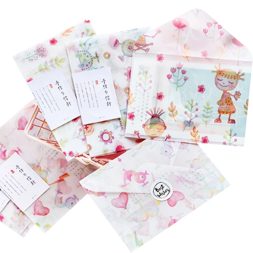 3 шт./упак. Kawaii Flower серии серной кислоты Бумага конверт подставка-держатель для