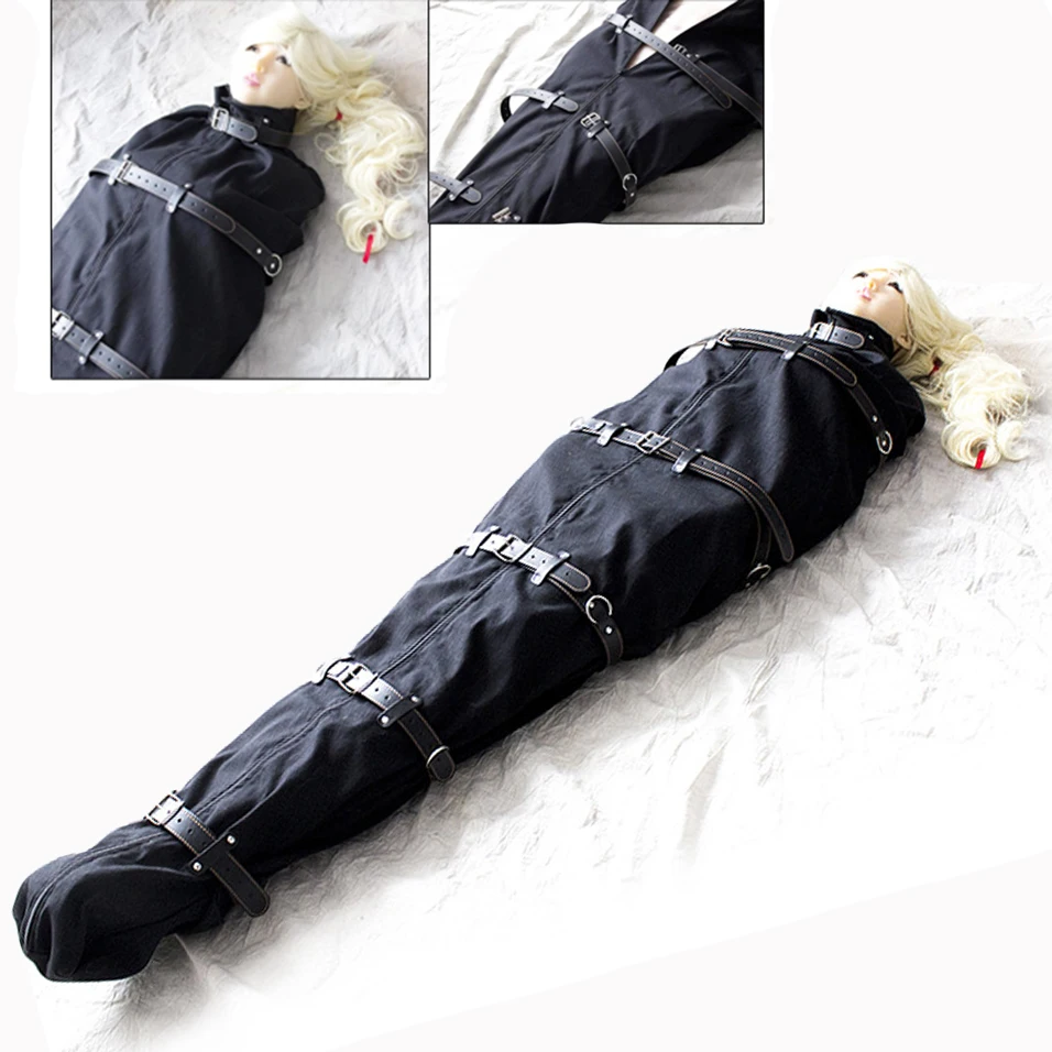 

camaTech PU Leather Full Body Bondage Bag BDSM Binder Straitjacket Sleeping Sack Fetish Slave Restraints Body Harness Adult Game