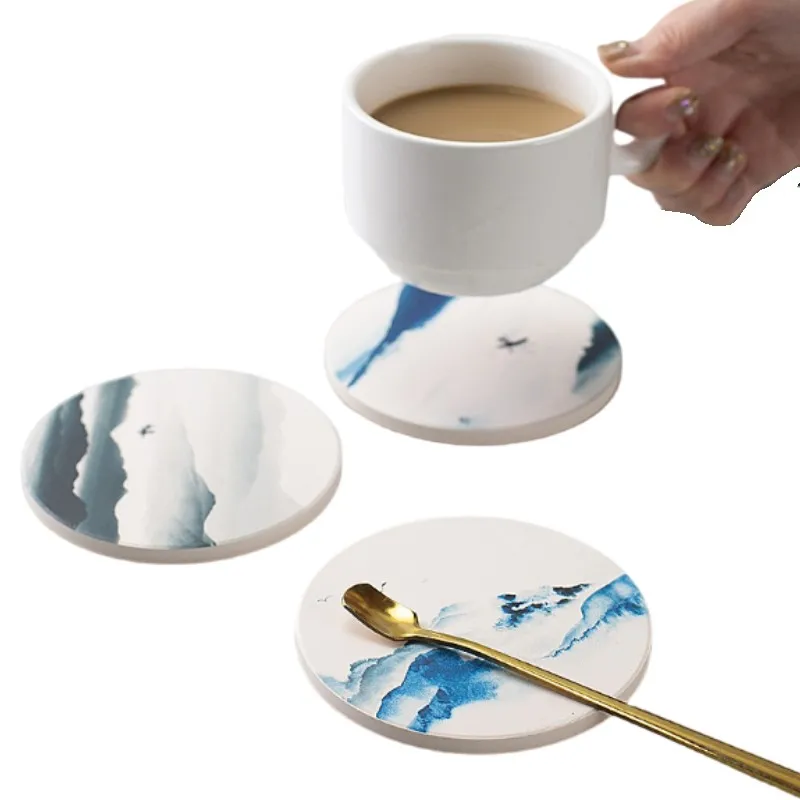 

Inyahome Coasters for Drink with Non-Slip Cork Base Absorbent Diatomite Set of 1/4/6 Decorations for Home Bar Indoor Party Table