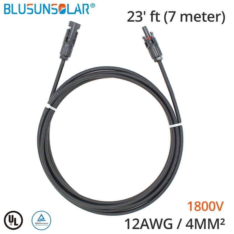 

50PCS /Lot 7Metres 4mm2(12 AWG) PV Extension Cable With PV Connector/ PV Cable TUV Standard For Solar Pv System Solar
