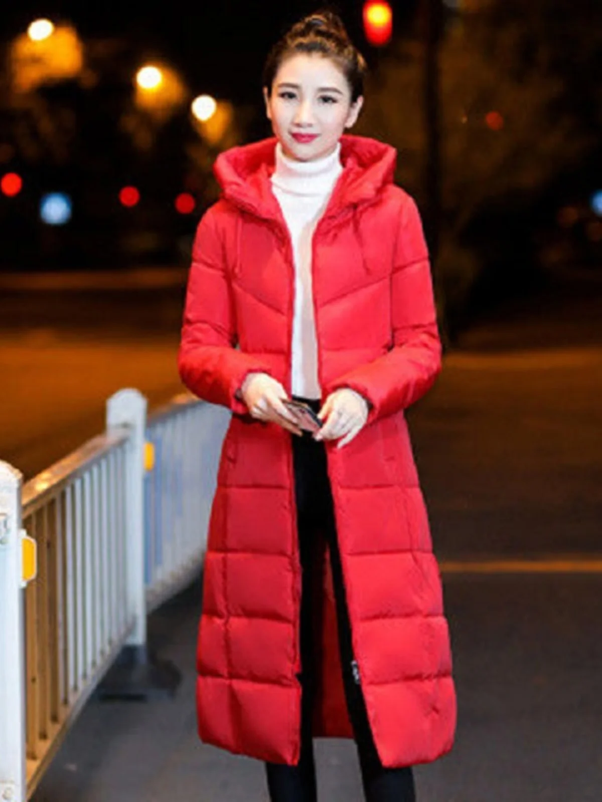 Зимний пуховик Одежда на хлопковой подкладке Женская одежда выше колена средней