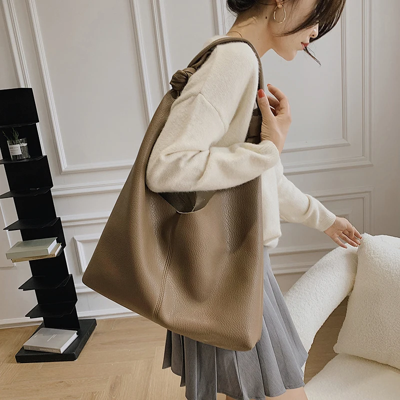 Luxury Brand Solid Hobo Bag 2023 Trend Women Large Soft Leather Designer Simple Handbags with Purses High Capacity Shoulder Bags