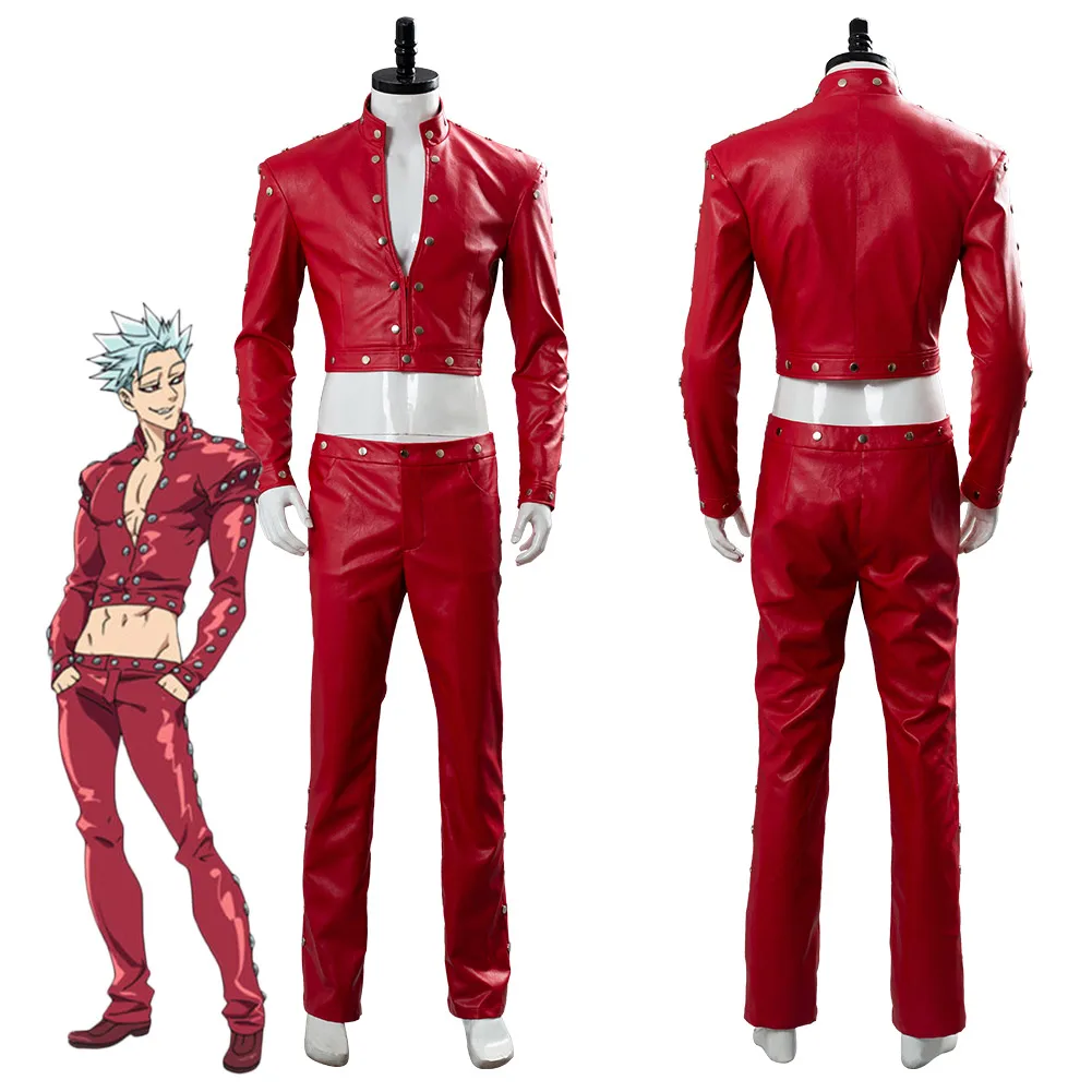 

AnimeAnime The Seven Deadly Sins Ban Cosplay Costume Red PU Coat Pants Full Suit Halloween Carnival Party SuitCustom Made
