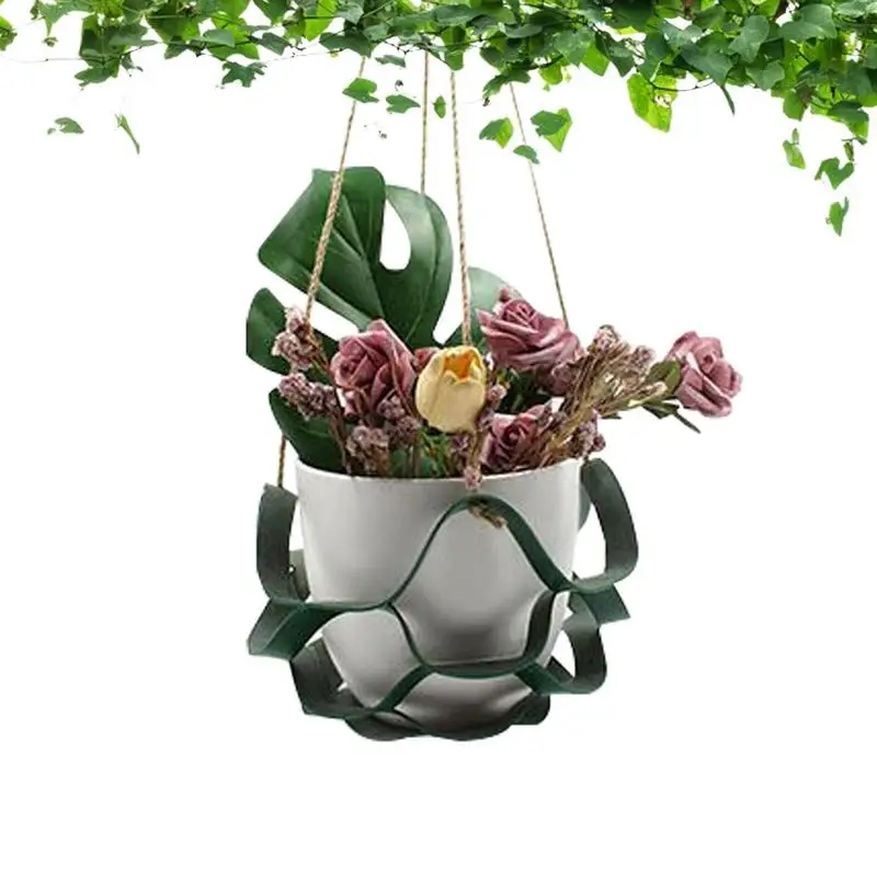 

Leather Flower Pot Holder Indoor Planters Basket Outdoor Hang Flowerpot Basket Wall Art Ceiling Planter For Balcony And Garden