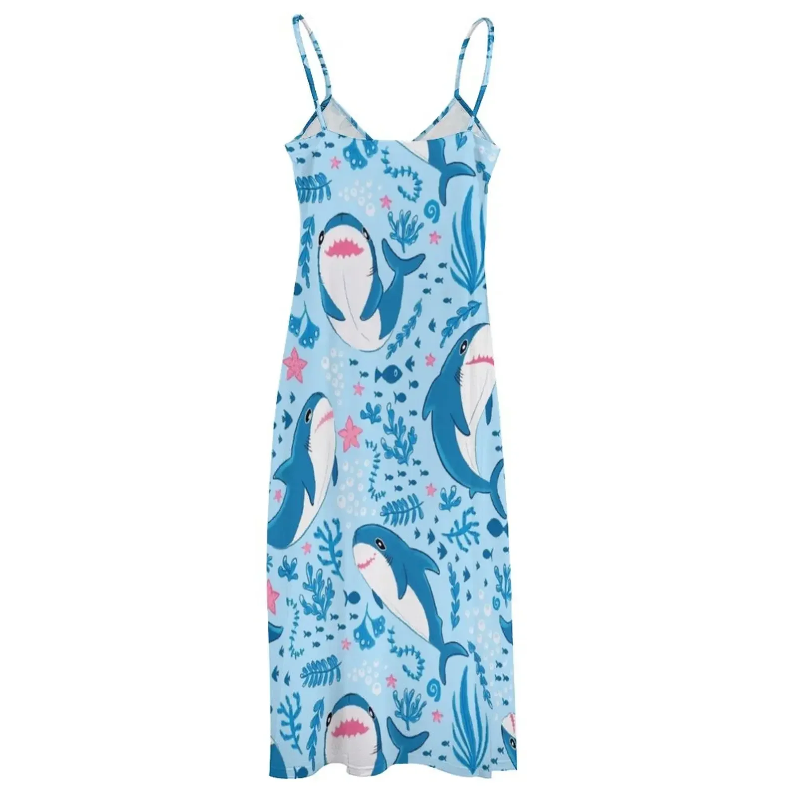 Женское платье без рукавов с принтом акулы