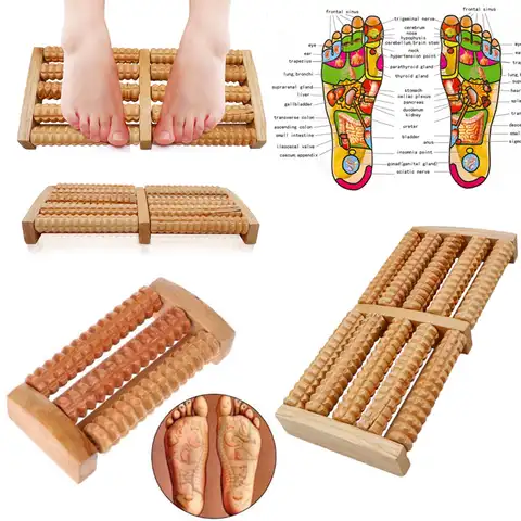 Деревянный ролик для ног, 3-6 рядов, средство для ухода за кожей, рельефный массажер, спа-подарок, Антицеллюлитный Детокс-массажер для ног