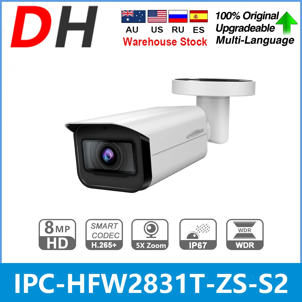 

Dahua IP Camera 8MP 4K IPC-HFW2831T-ZS-S2 5X Zoom POE Vari-focal Alarm 60M IR IVS IP67 Starlight Surveillance Video IPC Outdoor