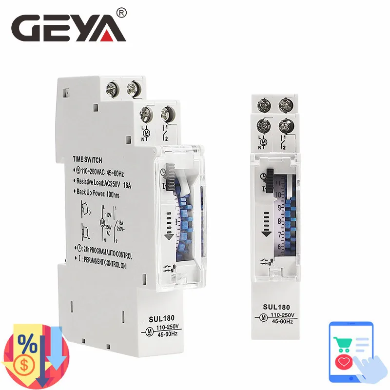 Geya-timer Mecânico Tb45 Din Comutador 96 Vezes Liga Desliga Intervalo de 15 Minutos 220v Temporizador