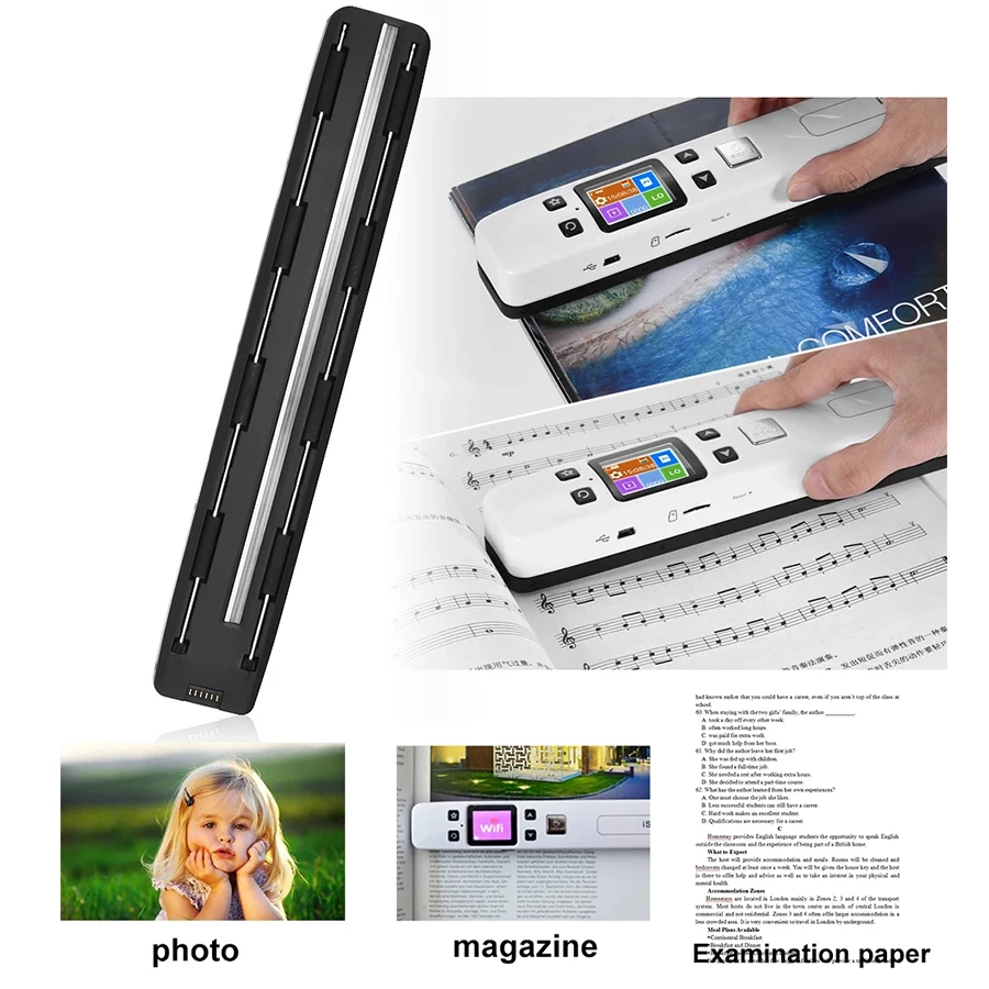 

Wifi Wireless Mini Portable A4 Document Scanner Images JPG PDF Formate Reader Pen with TF Card 16G 32G 1050 DPI USB Wired ISCAN